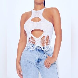 Distressed sweater top (Fashionnova)